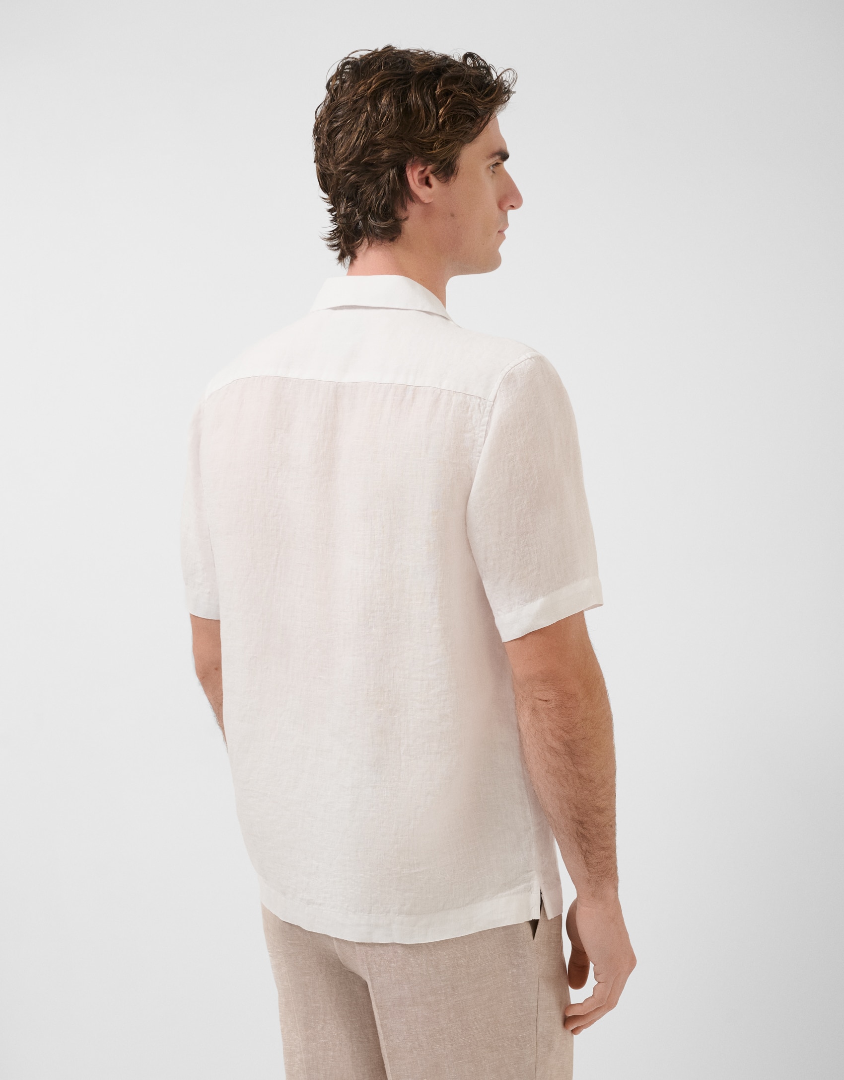 Camisa Casual Guayabera Slim Fit de Linho Branco-2