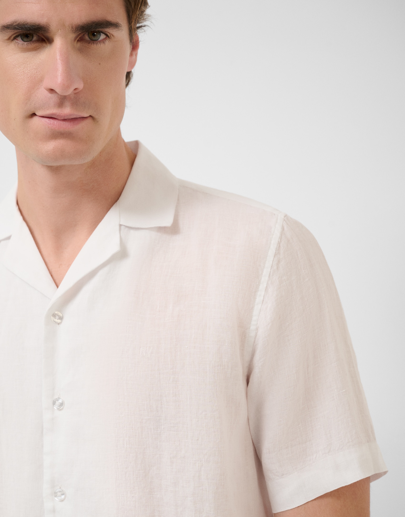 Camisa Casual Guayabera Slim Fit de Linho Branco-3