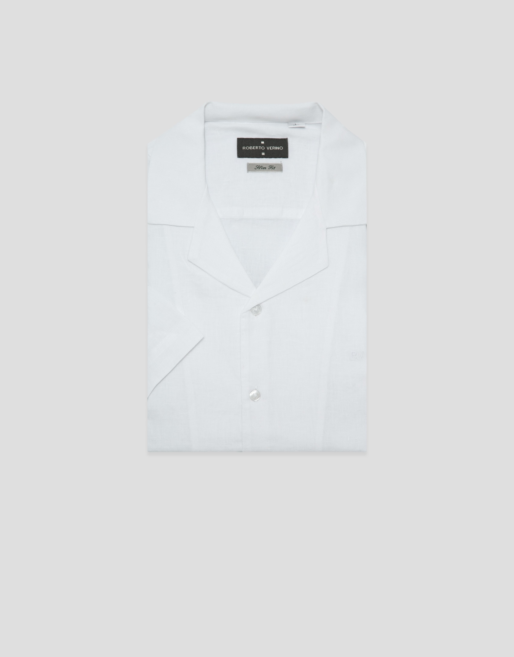 Camisa Casual Guayabera Slim Fit de Linho Branco-4