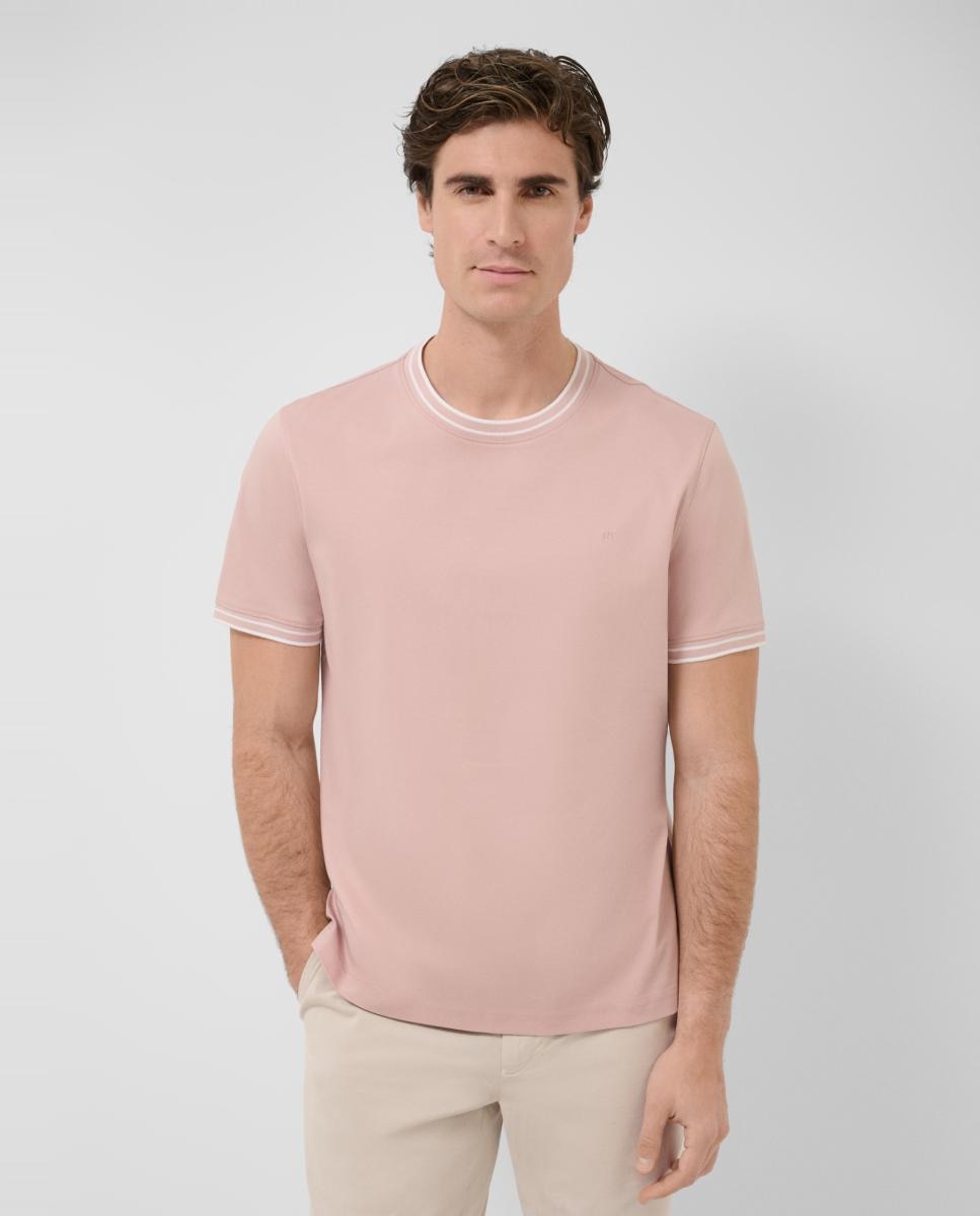 T-shirt de Algodão Mercerizado com Manga Curta Rosa-1