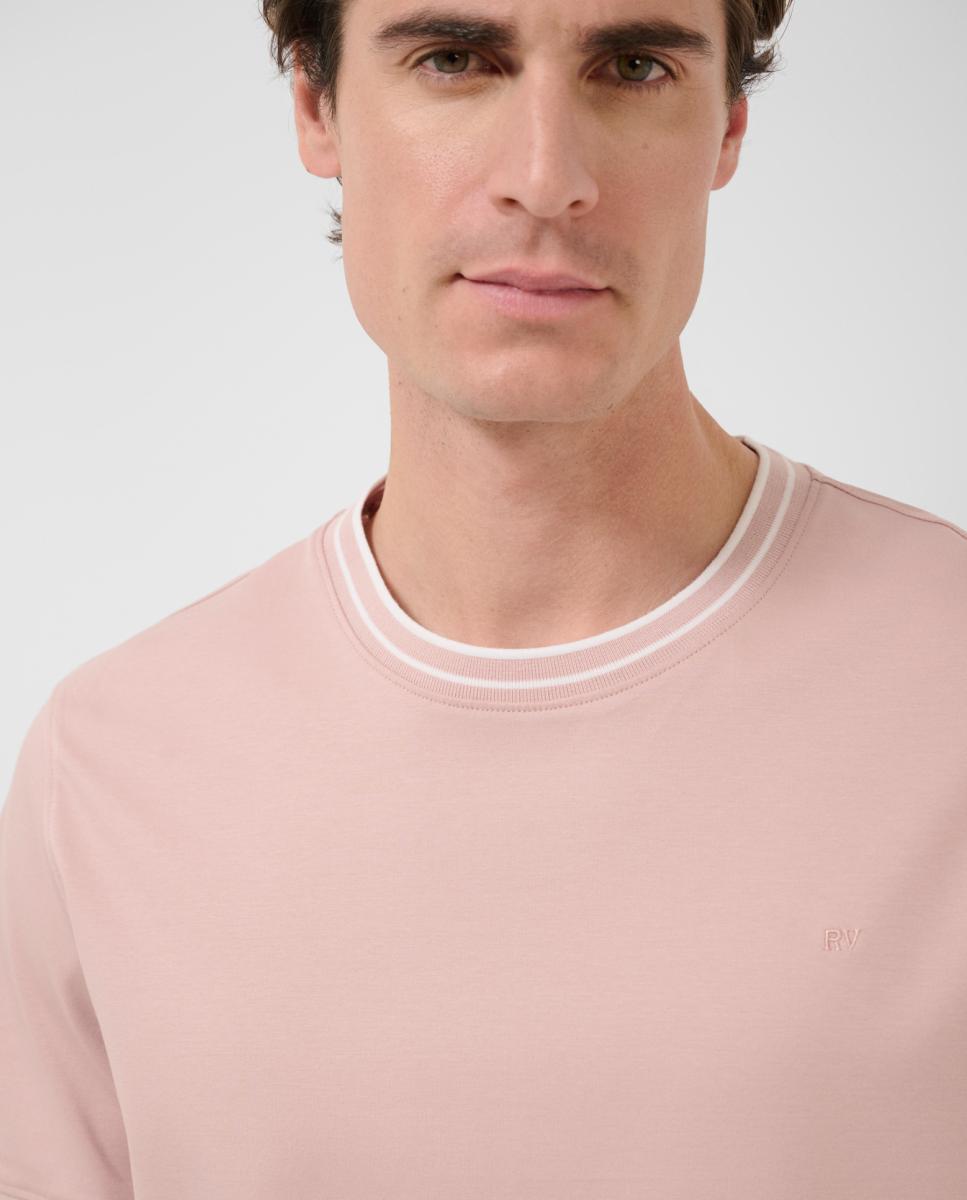 T-shirt de Algodão Mercerizado com Manga Curta Rosa-3