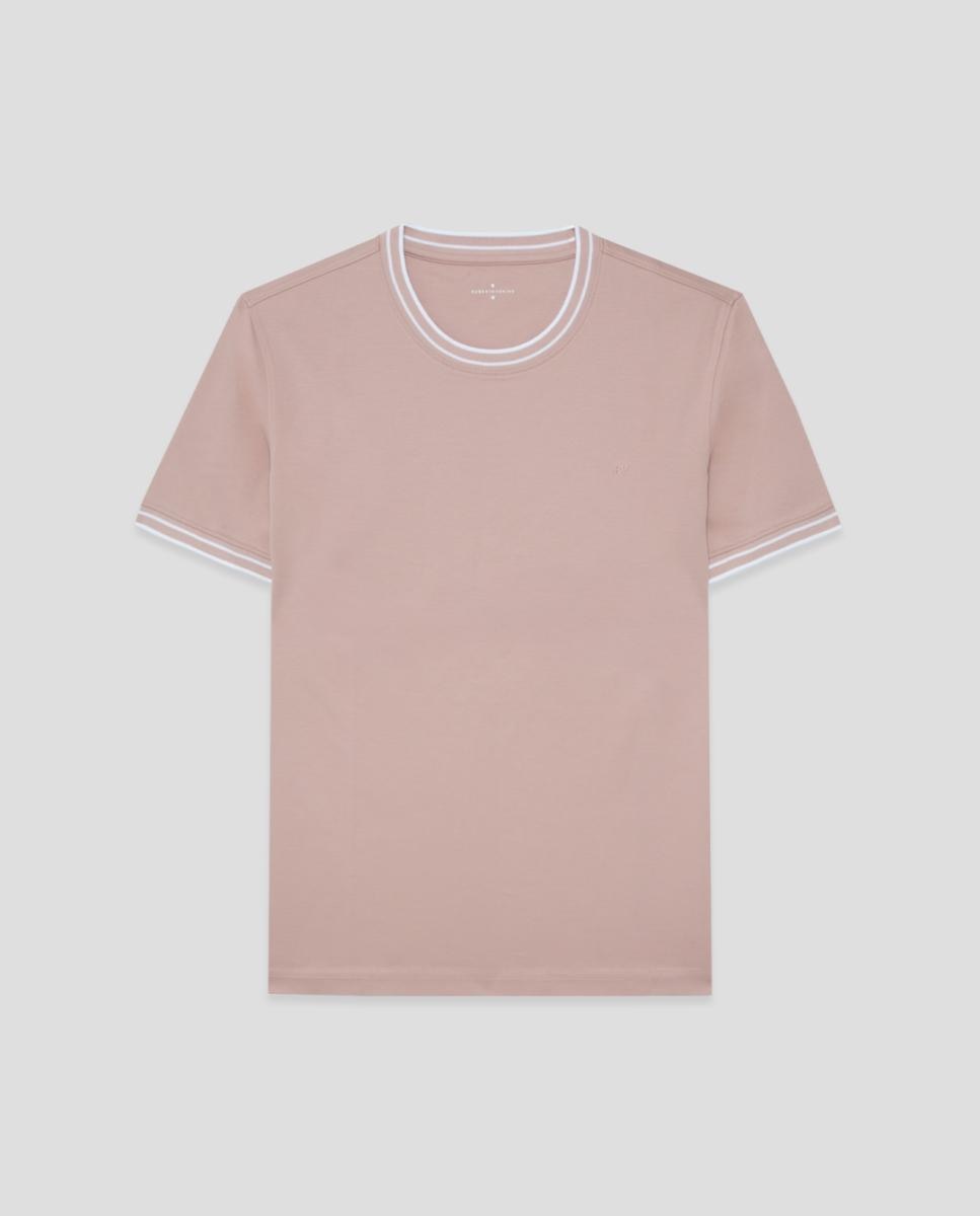 T-shirt de Algodão Mercerizado com Manga Curta Rosa-4