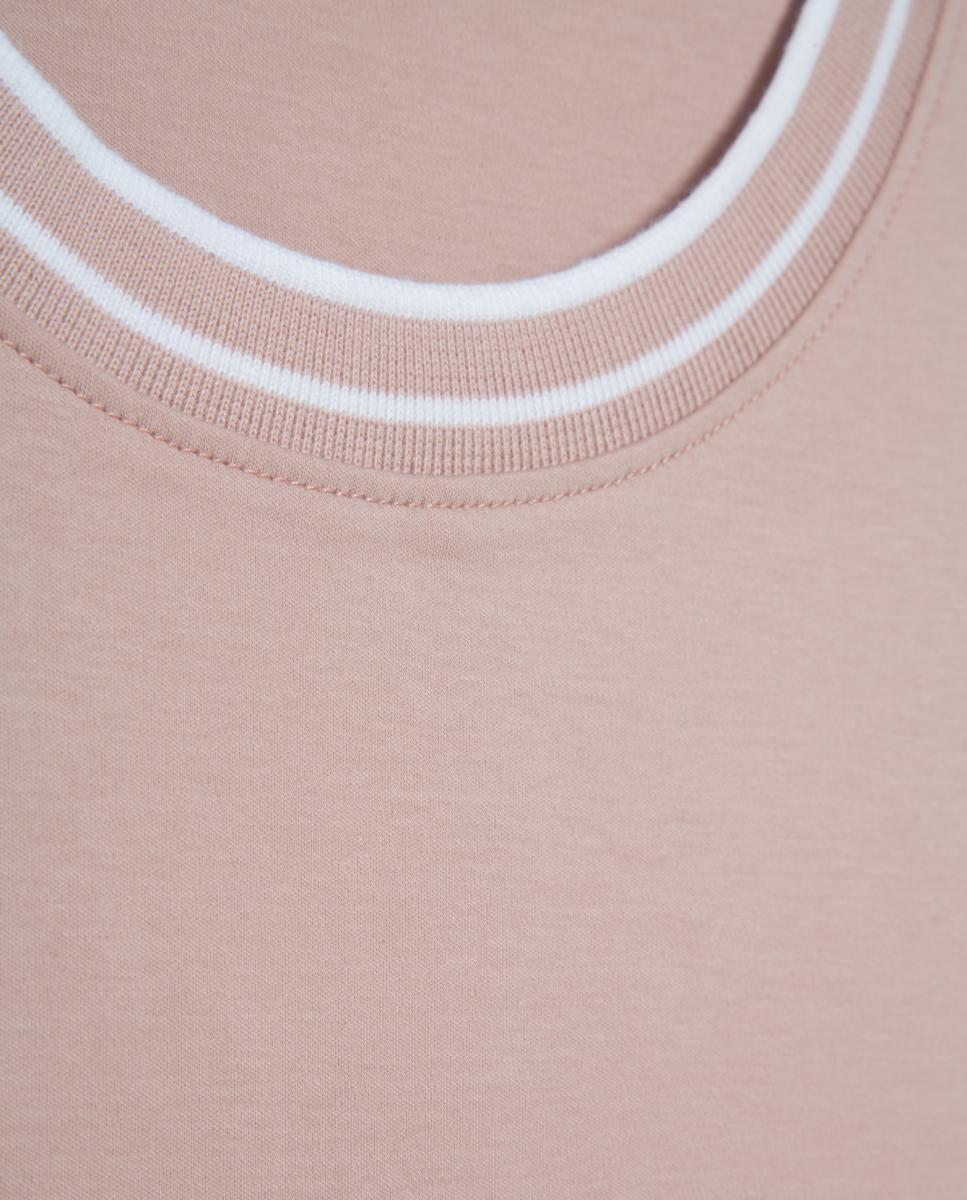 T-shirt de Algodão Mercerizado com Manga Curta Rosa-5