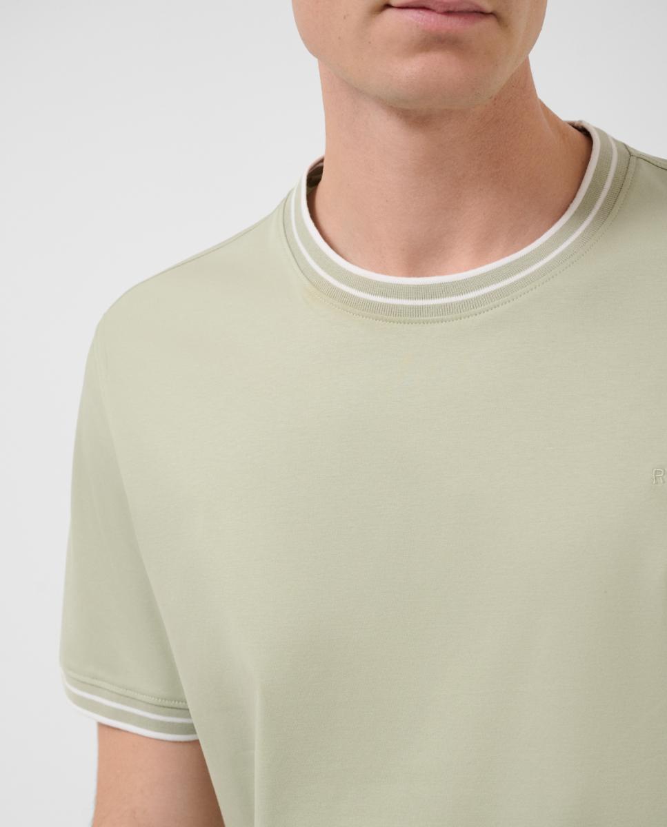 T-shirt de Algodão Mercerizado com Manga Curta Verde-claro-3