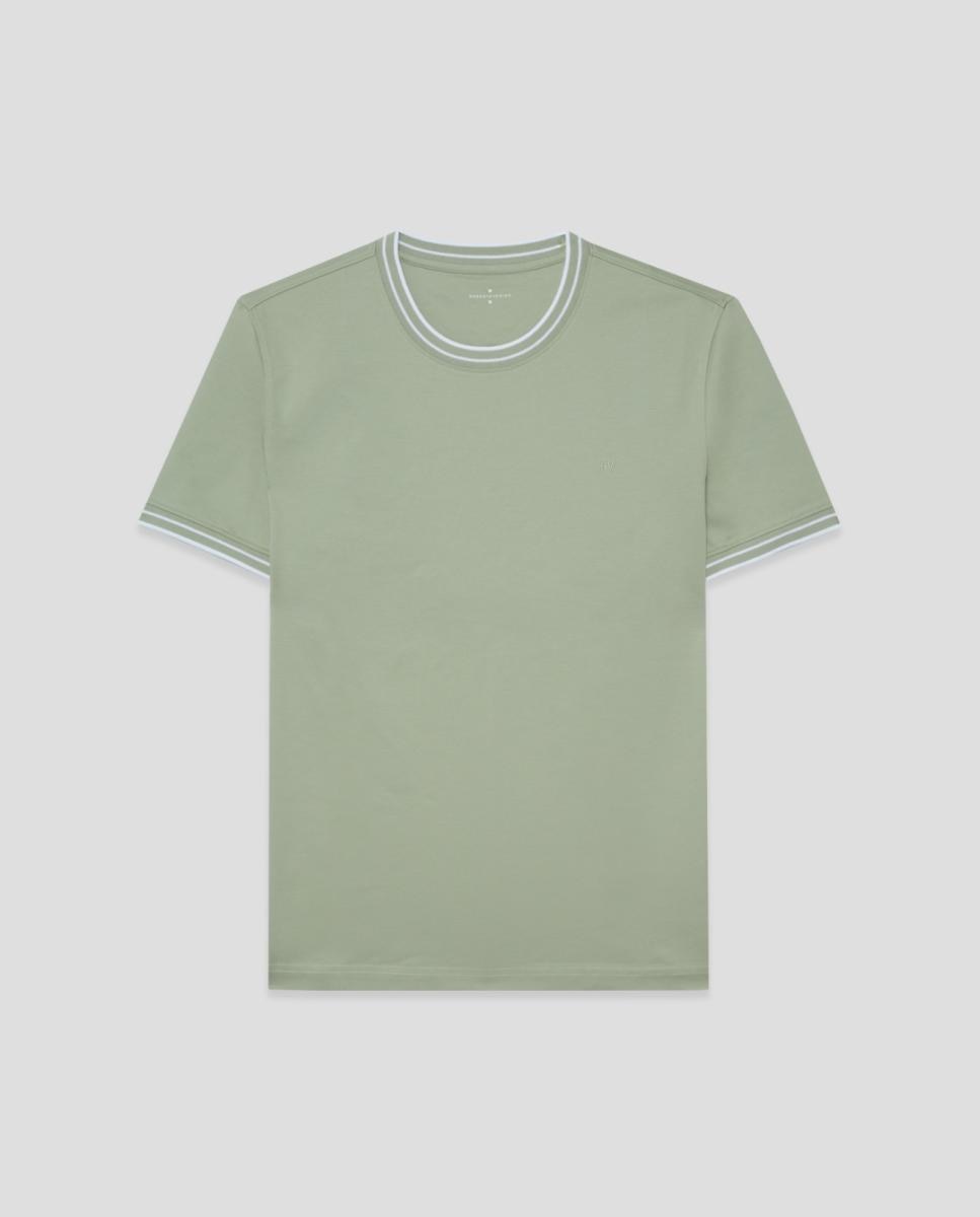 T-shirt de Algodão Mercerizado com Manga Curta Verde-claro-4