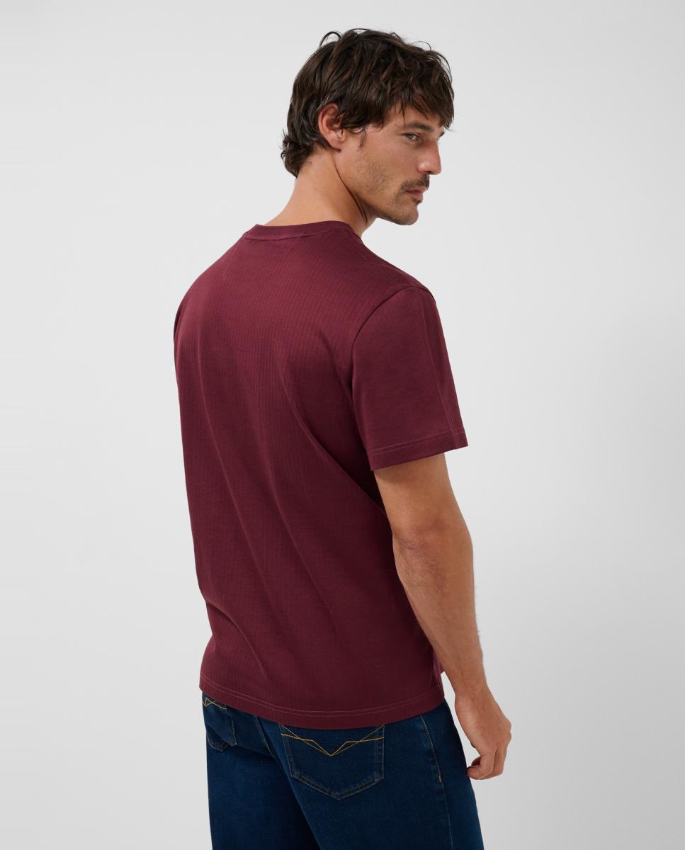 T-shirt de Manga Curta com Jacquard Roxo-2
