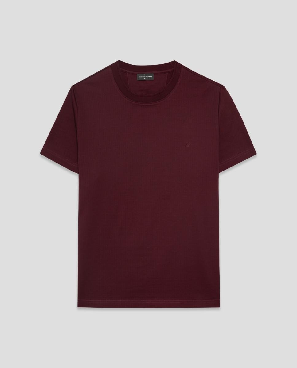 T-shirt de Manga Curta com Jacquard Roxo-4