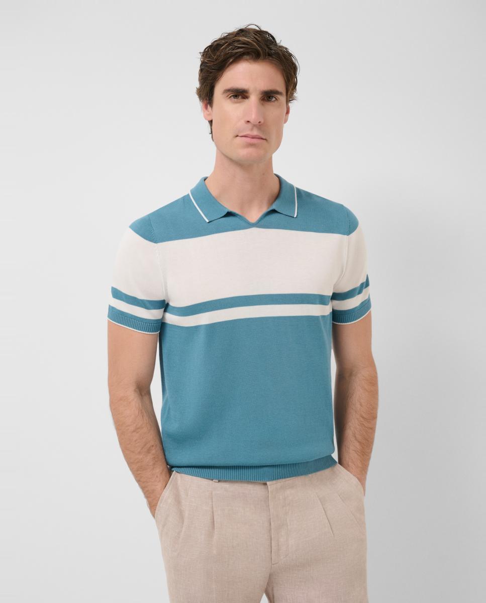 Imagem 0 de Polo de Manga Curta Tricotado com Riscas