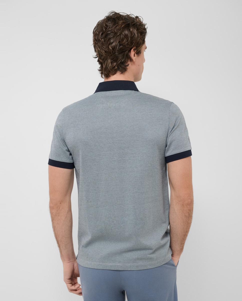Polo de Manga Curta com Jacquard Mercerizado Tricolor Azul-claro-2