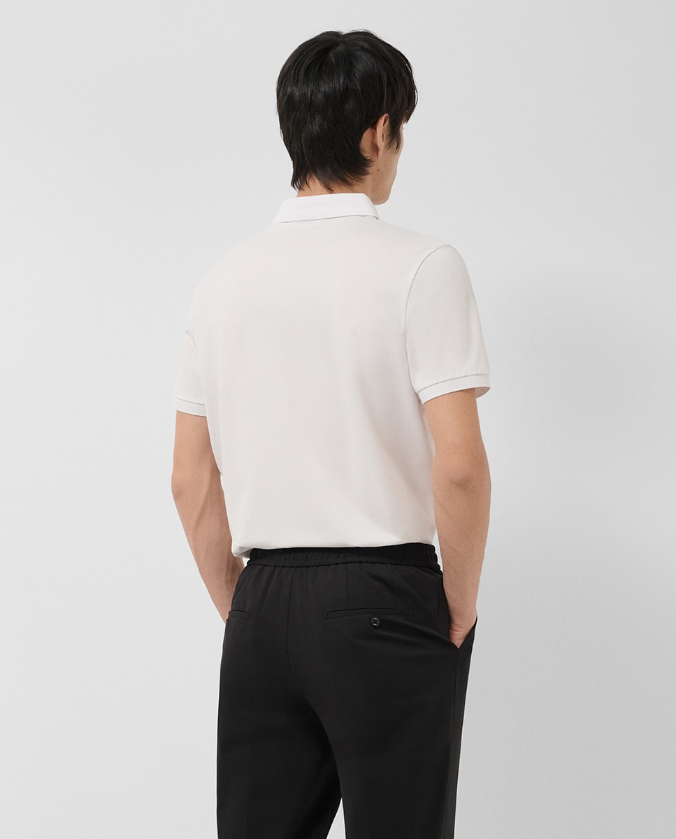 Polo Piqué Técnico com Manga Curta e Fecho de Correr Branco-2