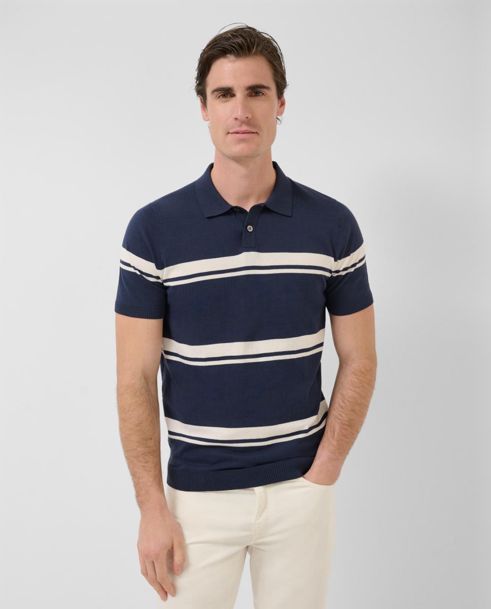 Imagem 0 de Polo de Manga Curta Tricotado com Riscas