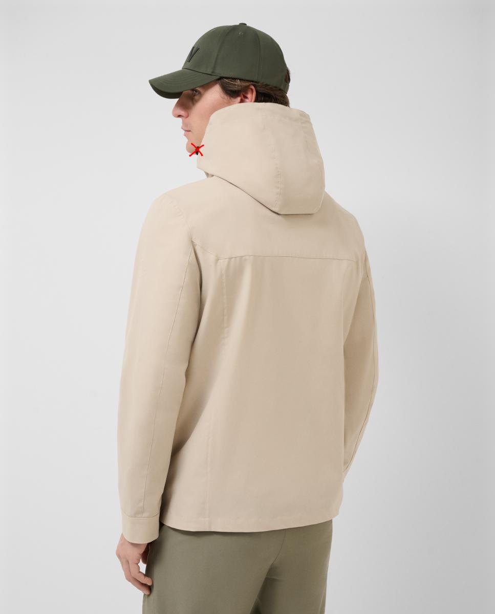 Parka Comprida em Tecido Técnico Nude-4