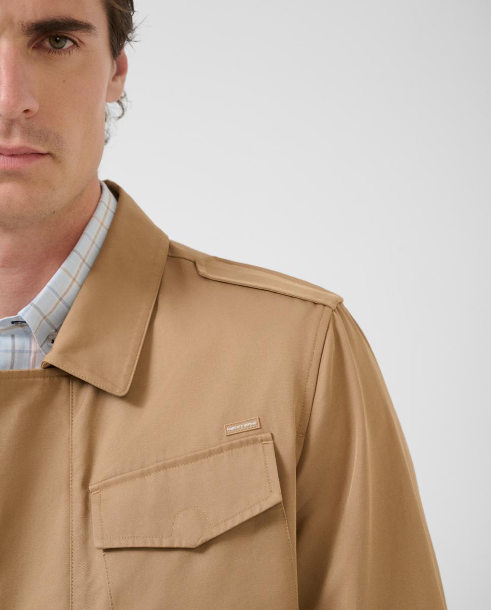 Parka Técnica com Quatro Bolsos Bege-3