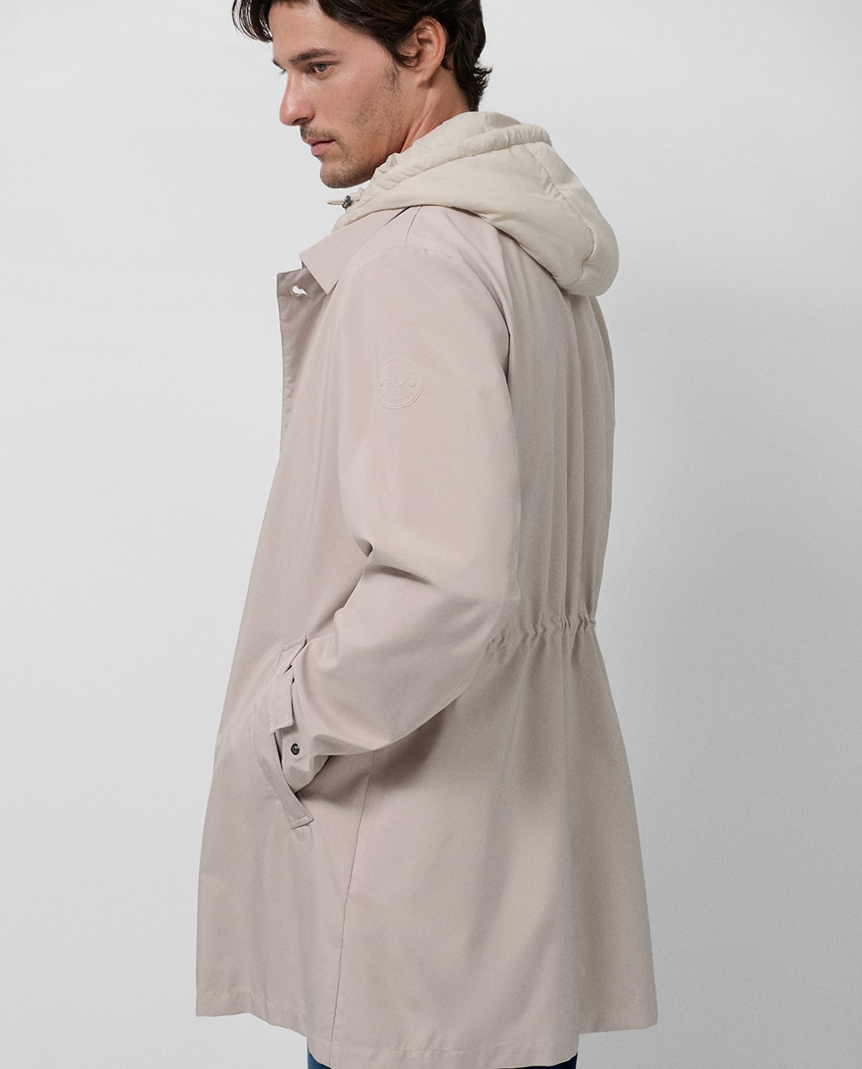 Gabardine com Peitilho Desmontável Castanho-claro-5