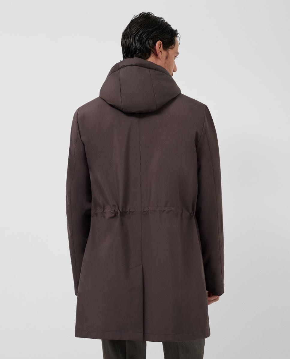 Parka Técnica Acolchoada com Peitilho Desmontável Castanho-2