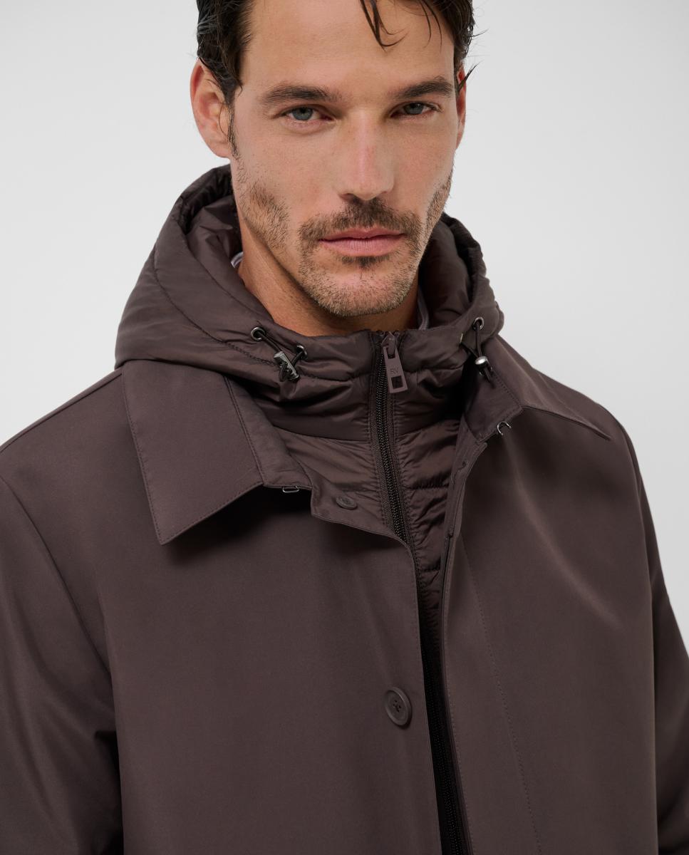 Parka Técnica Acolchoada com Peitilho Desmontável Castanho-3