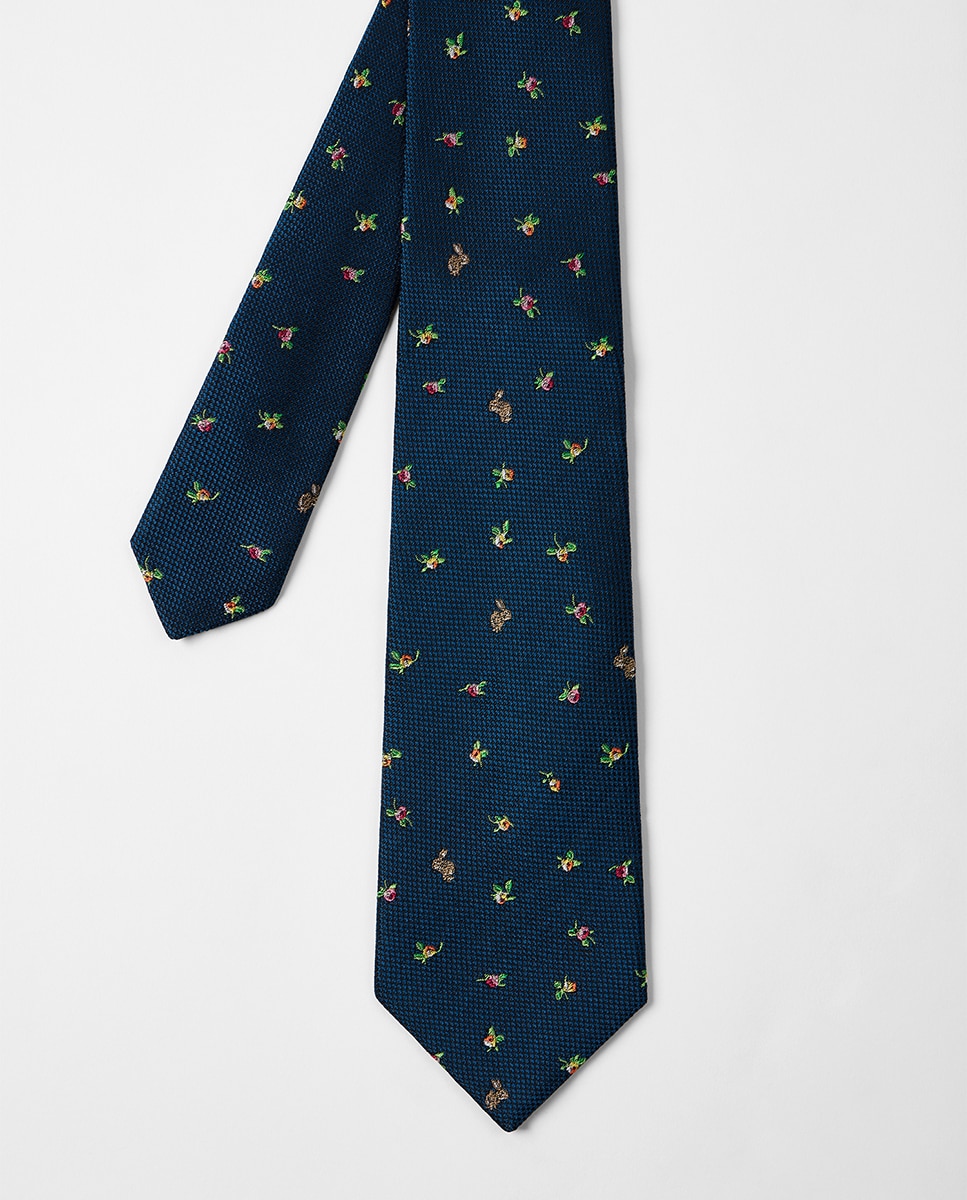 Imagen 1 de Corbata de seda de hombre. Azul marino