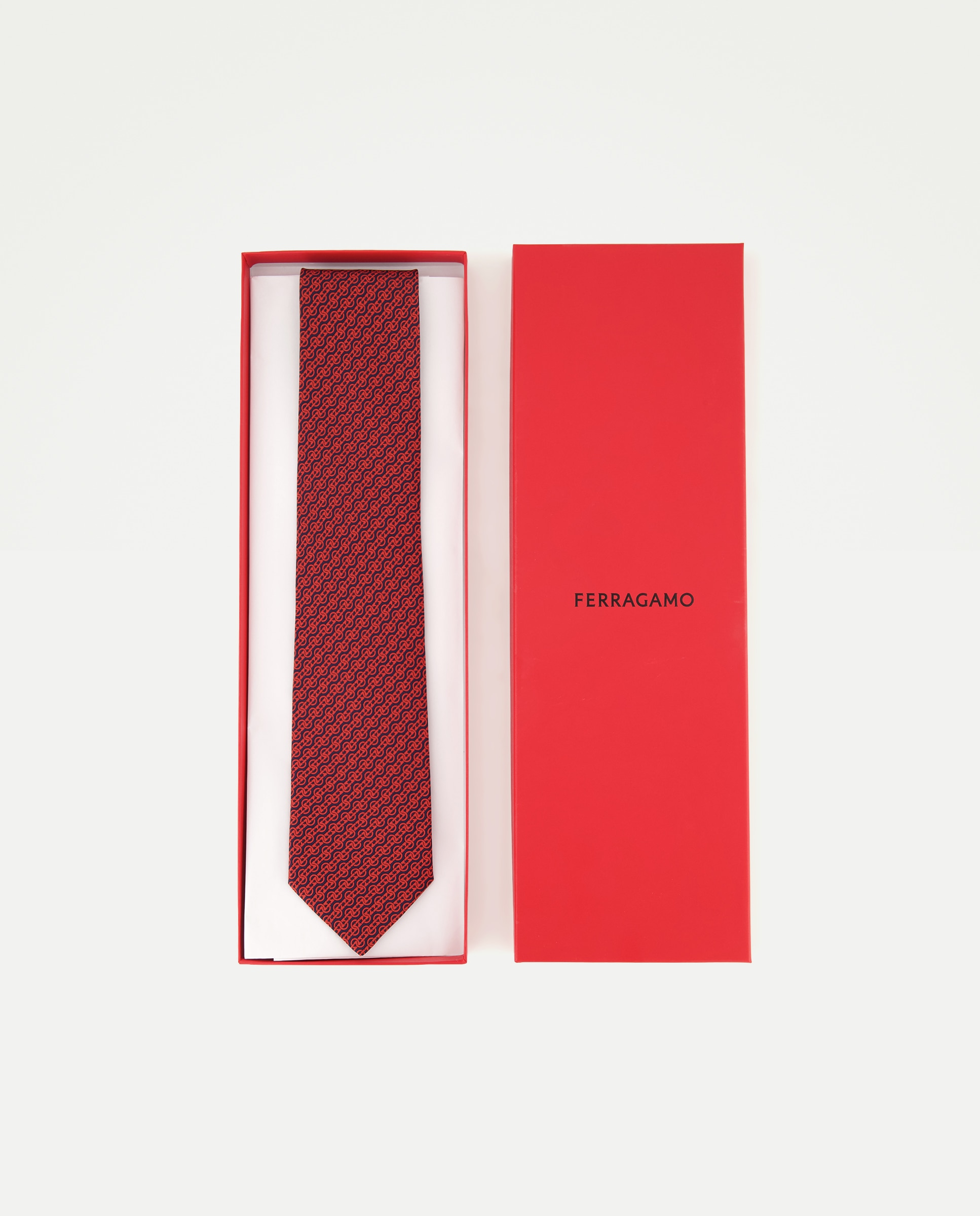 Gravata de seda estampada Vermelho-4