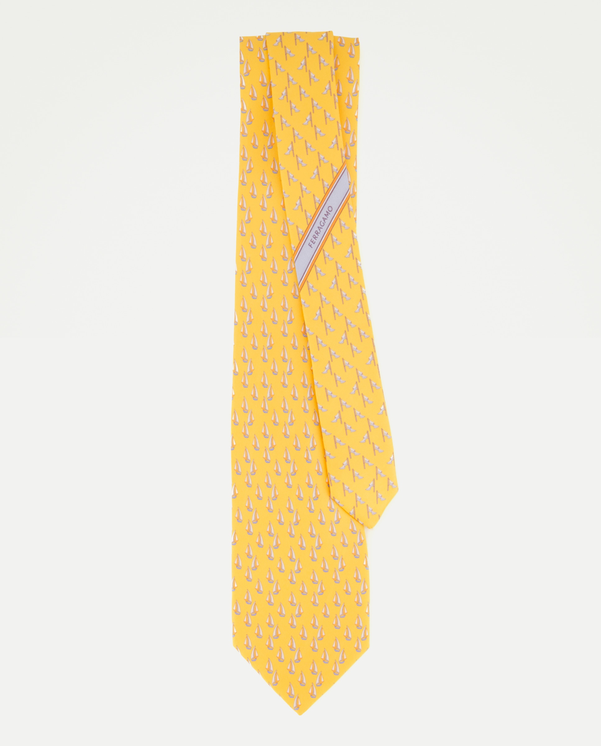 Gravata de seda estampada Amarelo-2