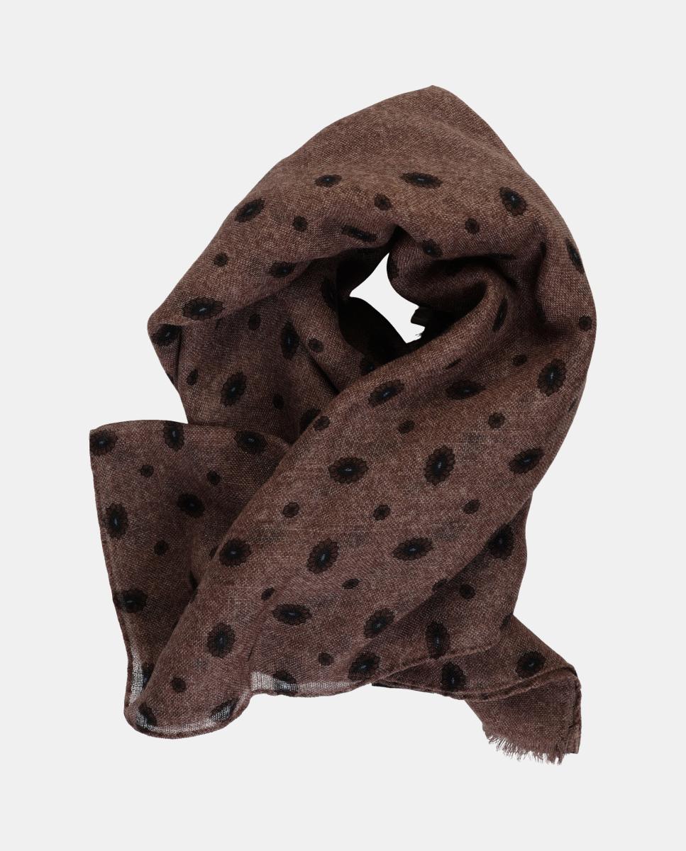 Imagen 1 de Bufanda estampada 100% lana Marrón oscuro