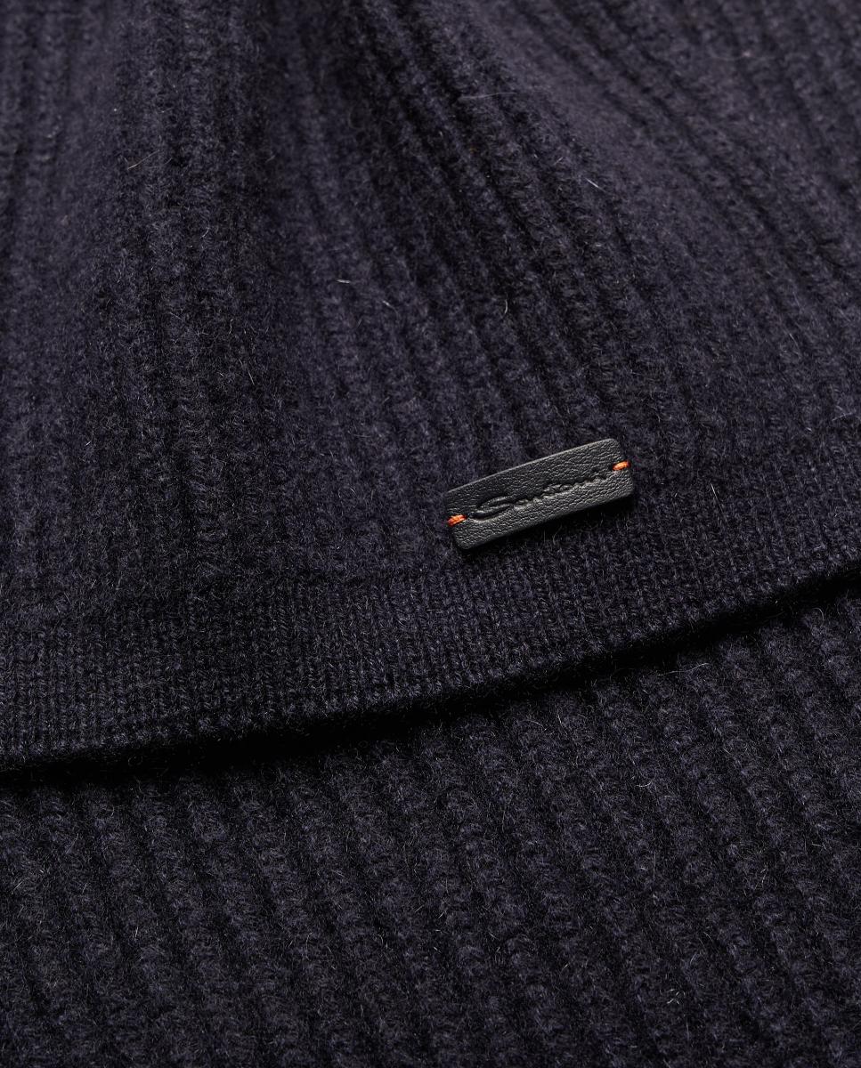 Bufanda en tejido 100% cashmere - Santoni - Azul marino Azul marino-2