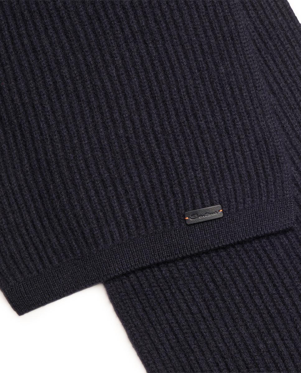 Bufanda en tejido 100% cashmere - Santoni - Azul marino Azul marino-3
