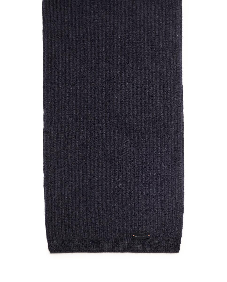 Bufanda en tejido 100% cashmere - Santoni - Azul marino Azul marino-4
