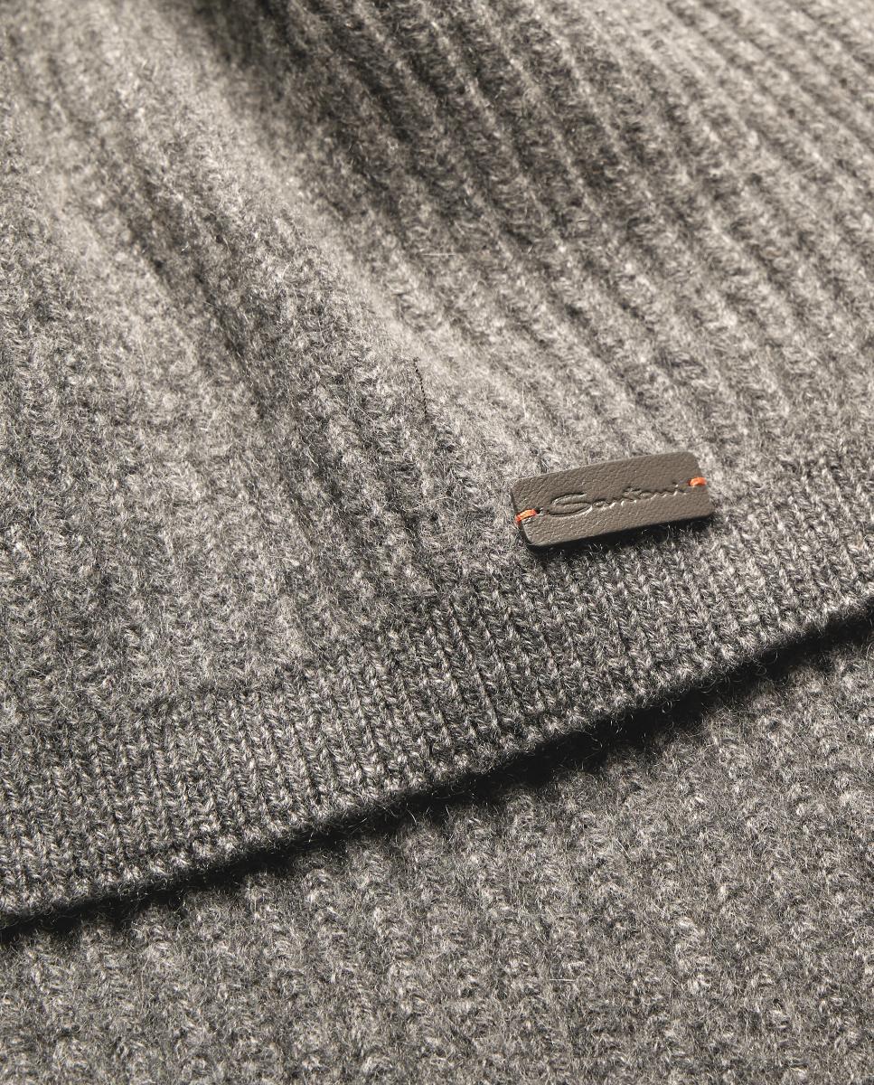 Bufanda en tejido 100% cashmere - Santoni - Gris oscuro Gris oscuro-2