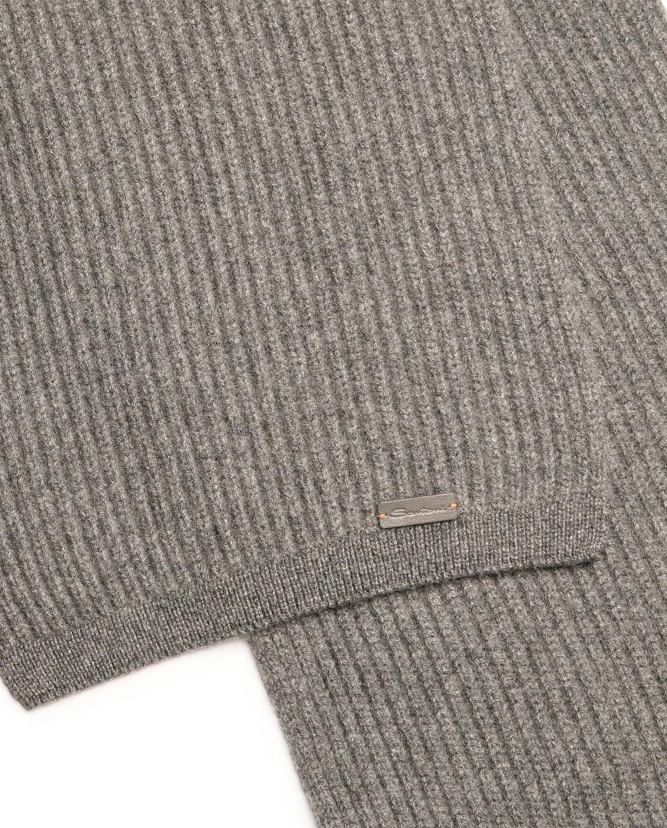 Bufanda en tejido 100% cashmere - Santoni - Gris oscuro Gris oscuro-3