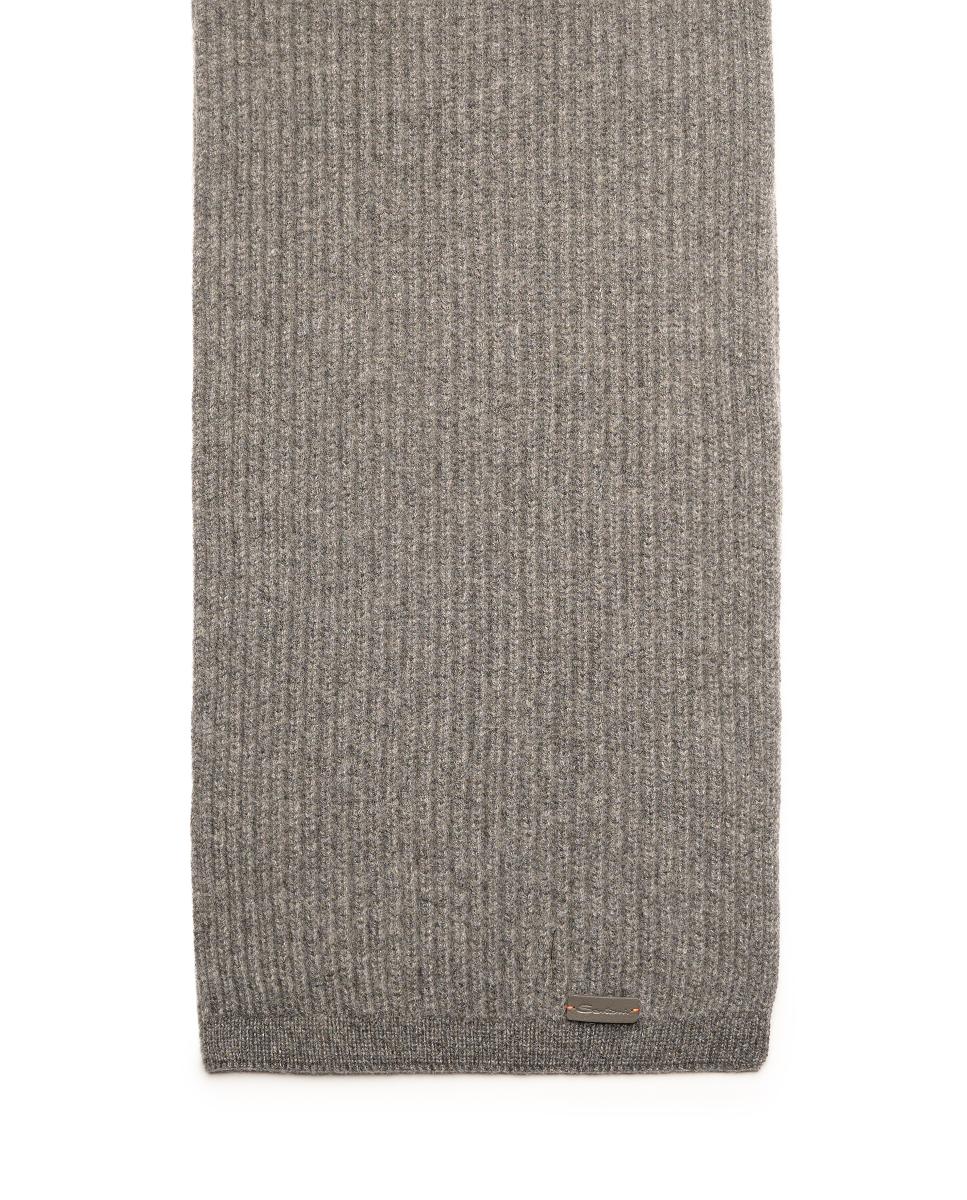 Bufanda en tejido 100% cashmere - Santoni - Gris oscuro Gris oscuro-4
