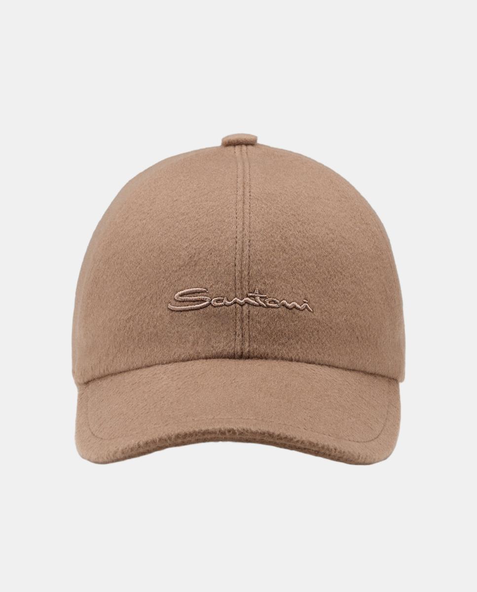 Gorra de baseball en tejido 100% cashmere - Santoni - Marrón claro Marrón claro-3