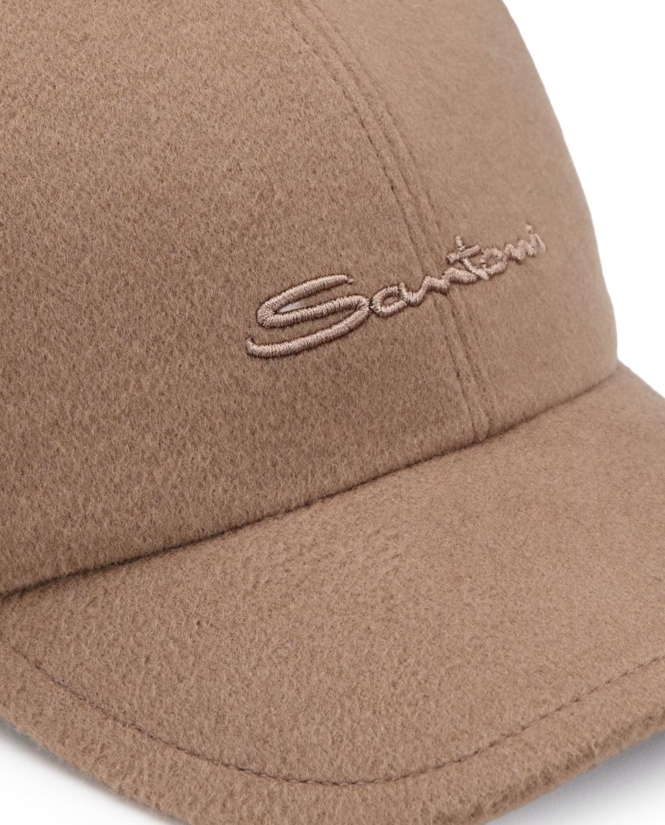 Gorra de baseball en tejido 100% cashmere - Santoni - Marrón claro Marrón claro-4