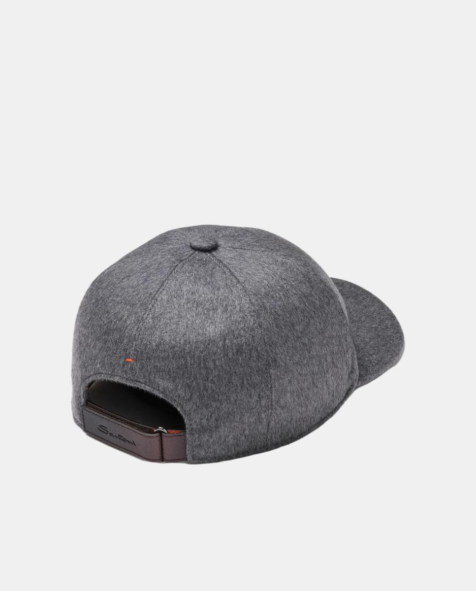 Gorra de baseball en tejido 100% cashmere - Santoni - Gris Gris-2