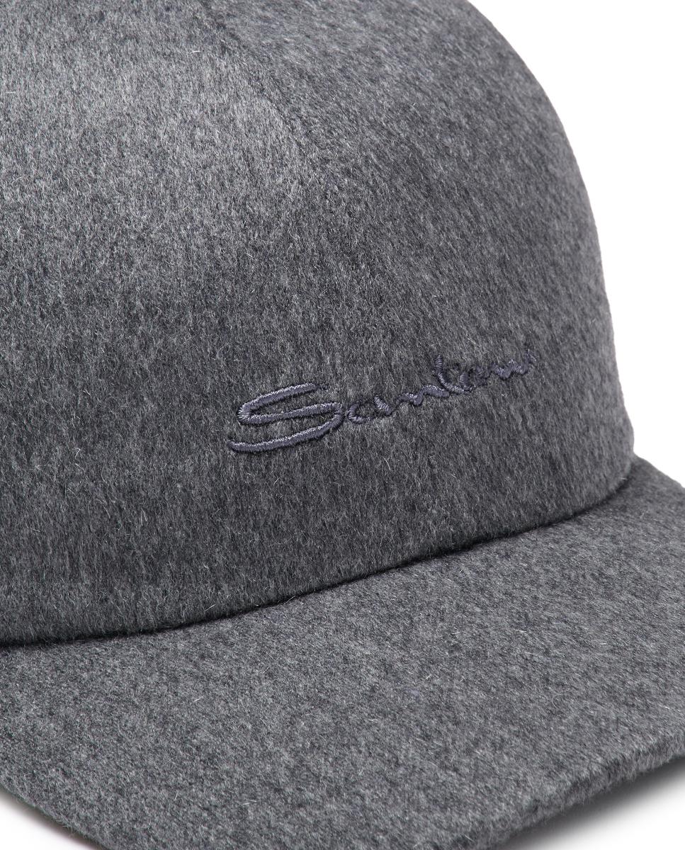 Gorra de baseball en tejido 100% cashmere - Santoni - Gris Gris-4