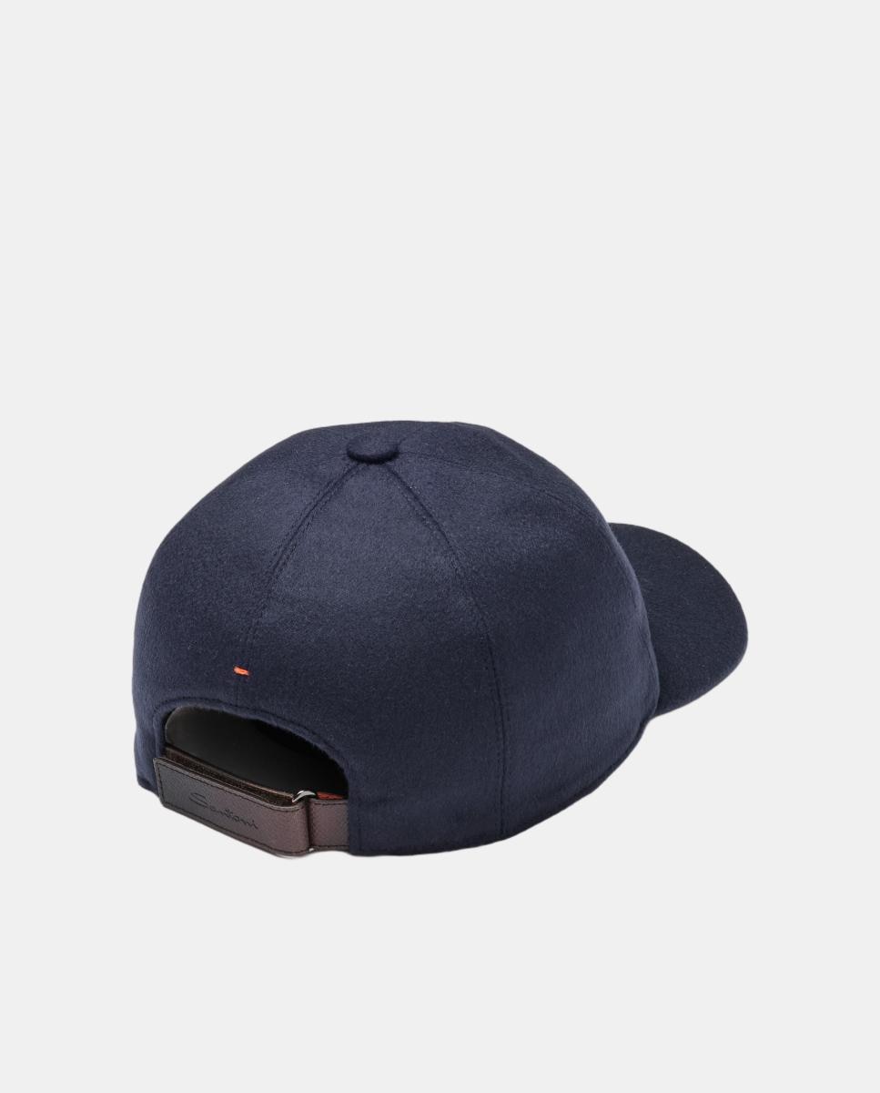 Gorra de baseball en tejido 100% cashmere - Santoni - Azul marino Azul marino-2