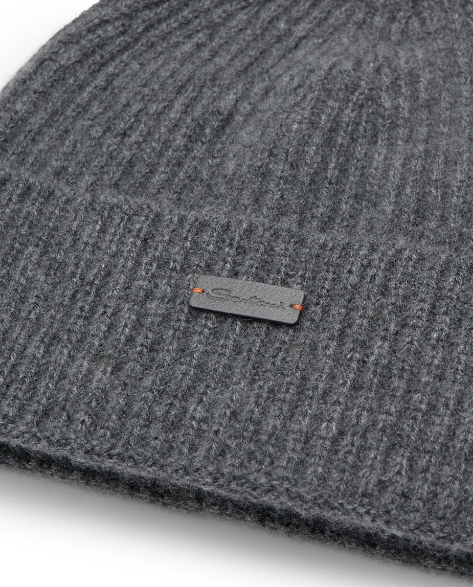 Gorro de Malha em Tecido 100% Caxemira Cinzento-escuro-3