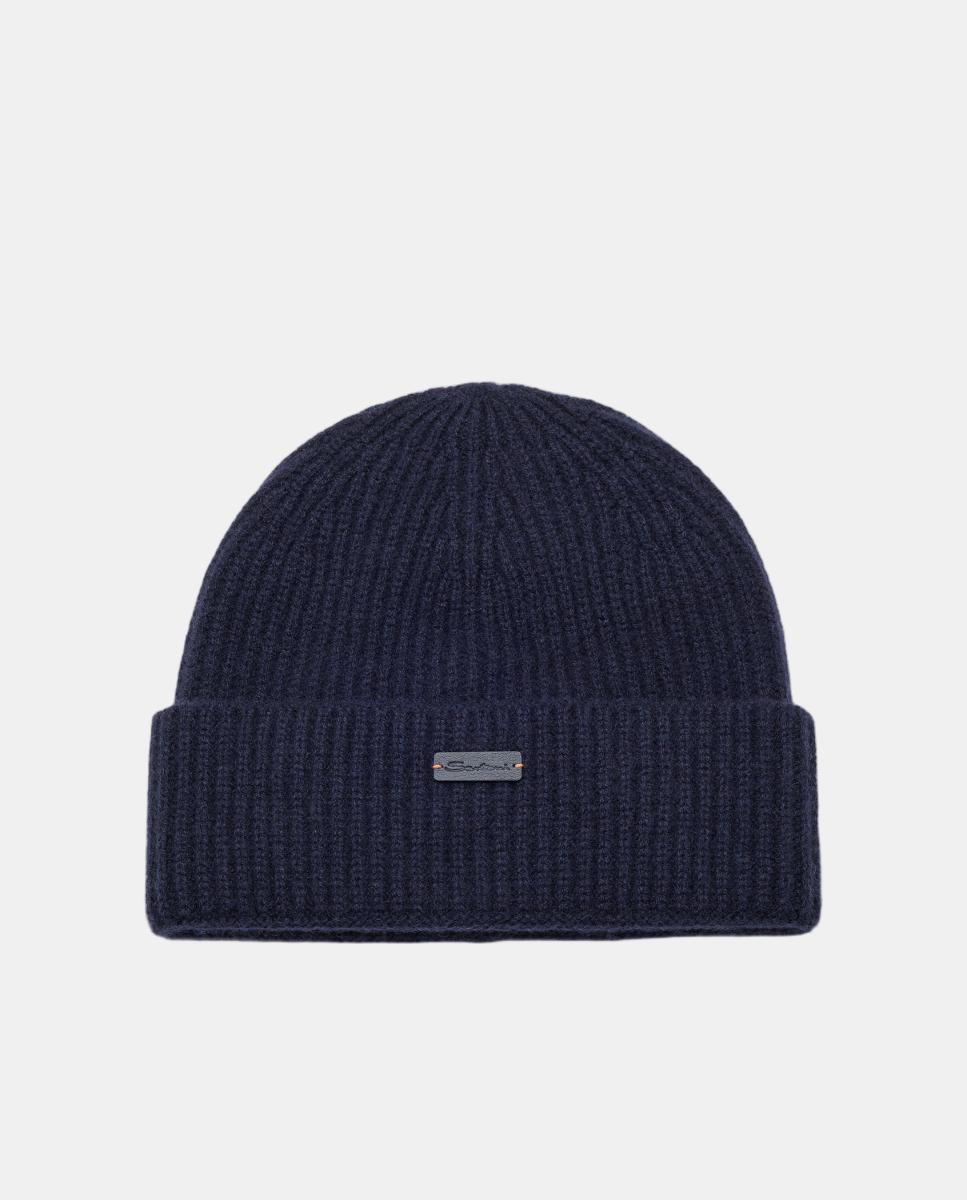 Imagen 0 de Gorro de punto en tejido 100% cashmere Azul marino
