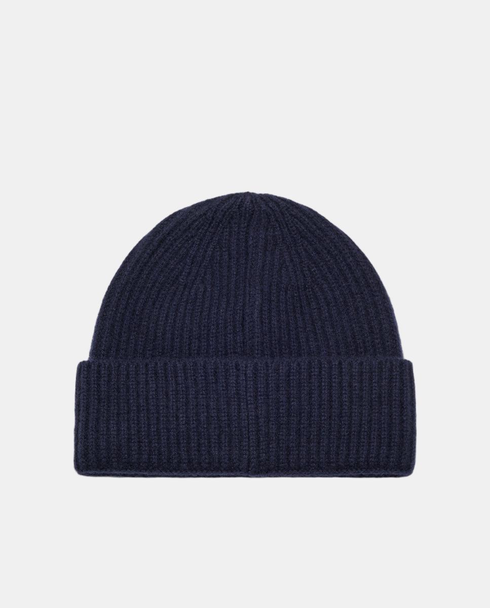 Gorro de punto en tejido 100% cashmere - Santoni - Azul marino Azul marino-2