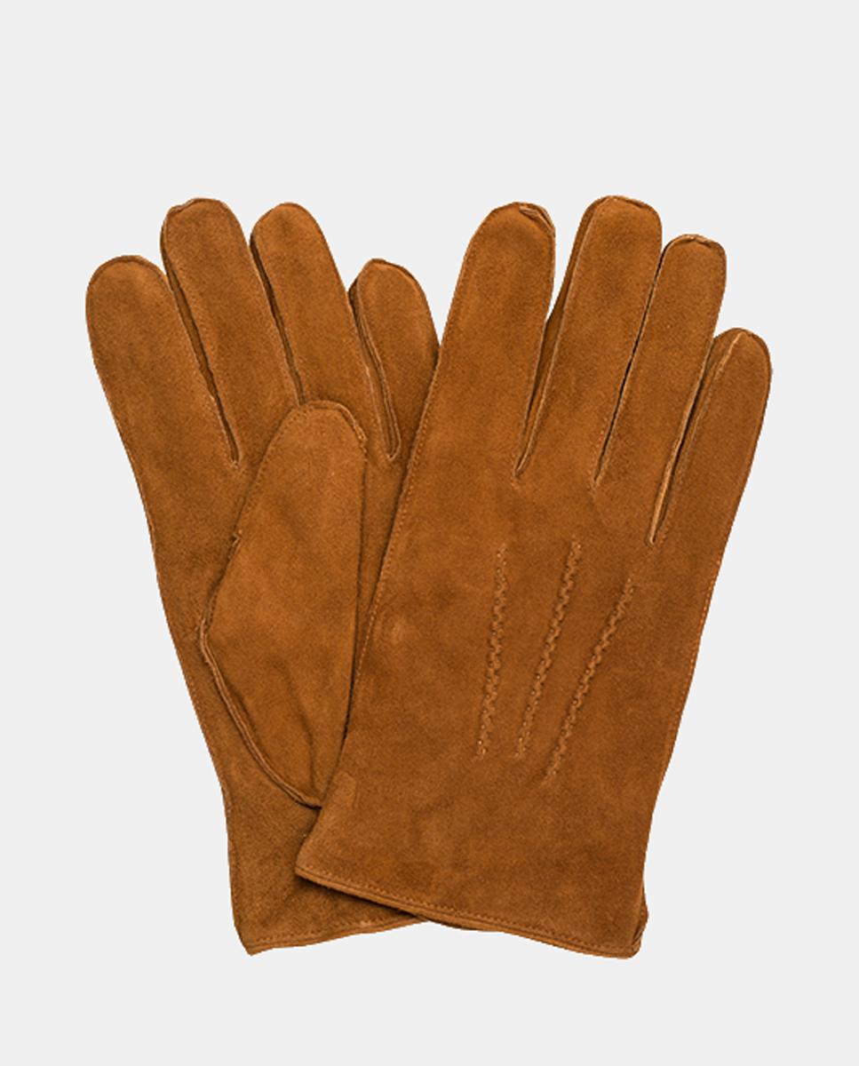 Imagen 0 de Guantes de ante con forro de lana Marrón claro