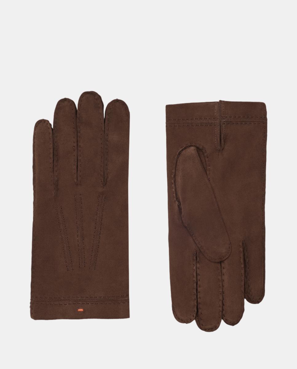 Guantes de piel napa con forro de cashmere - Santoni - Marrón oscuro Marrón oscuro-1