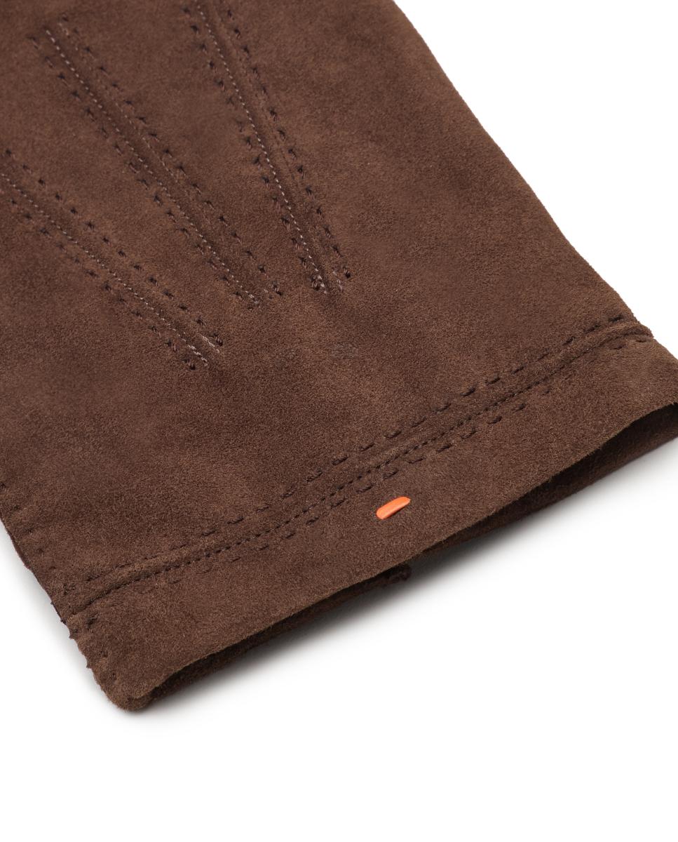 Guantes de piel napa con forro de cashmere - Santoni - Marrón oscuro Marrón oscuro-2