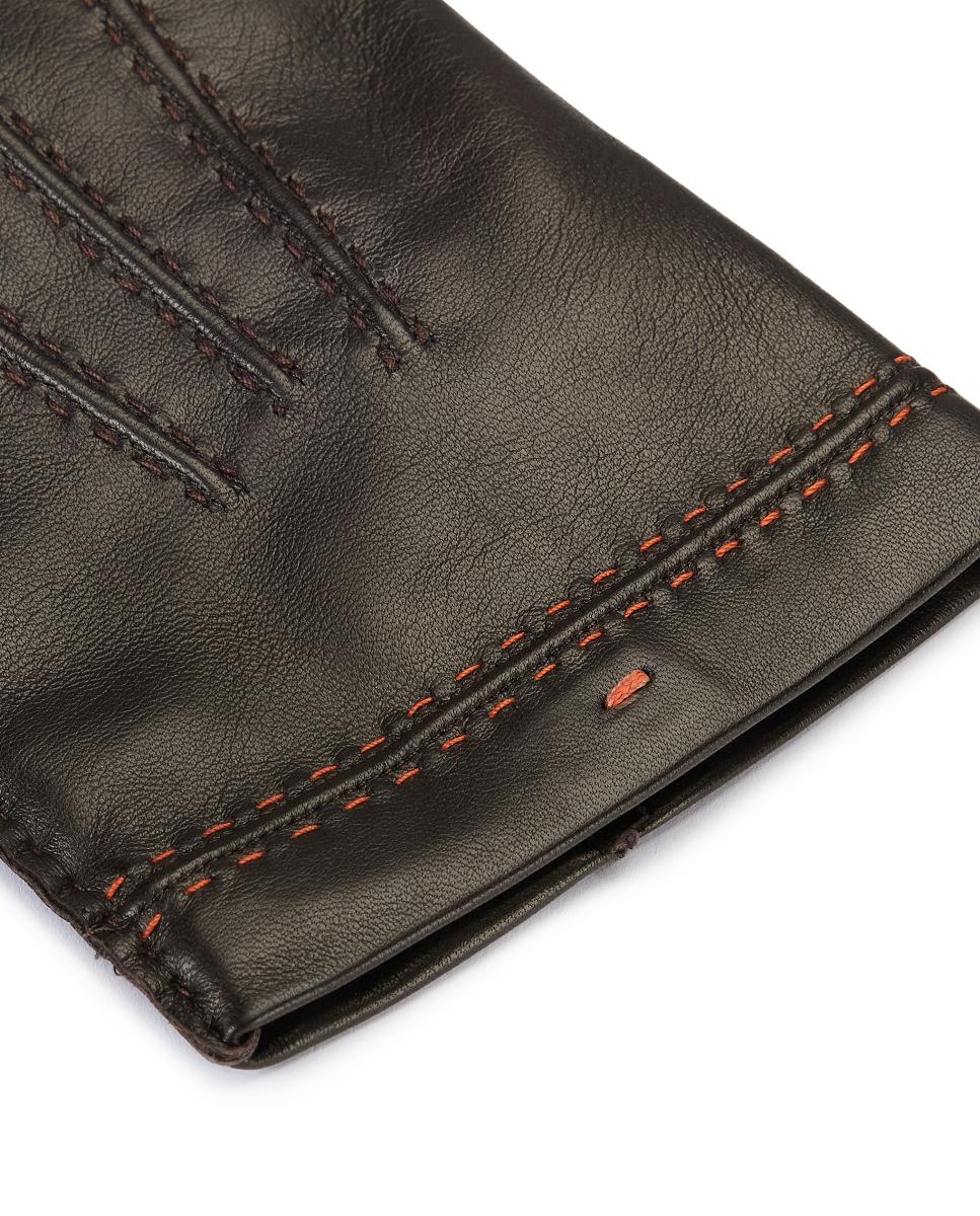Guantes de piel ante con forro de cashmere - Santoni - Marrón oscuro Marrón oscuro-2