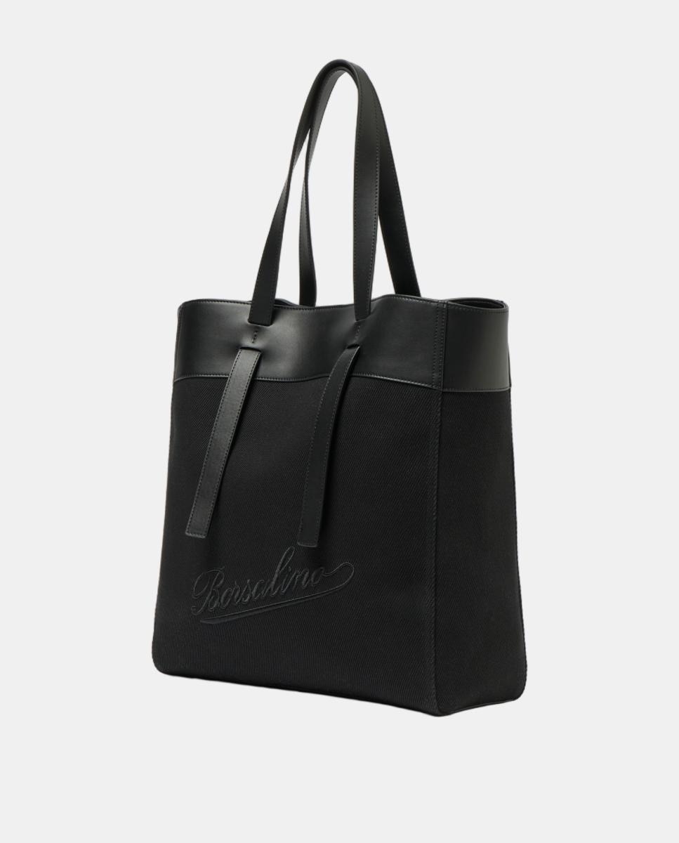 Mala Shopper com Detalhes em Pele Preto-2