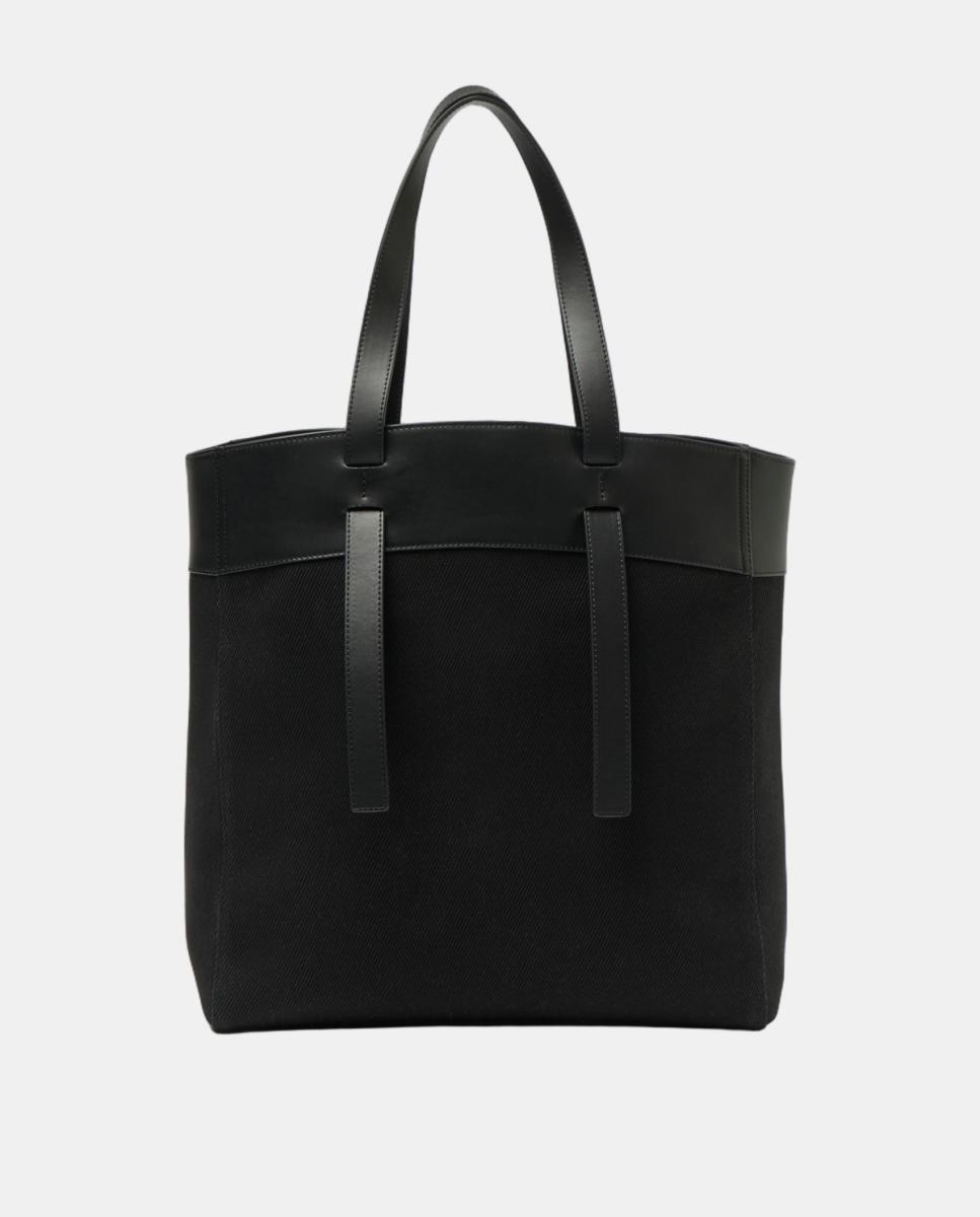 Mala Shopper com Detalhes em Pele Preto-3