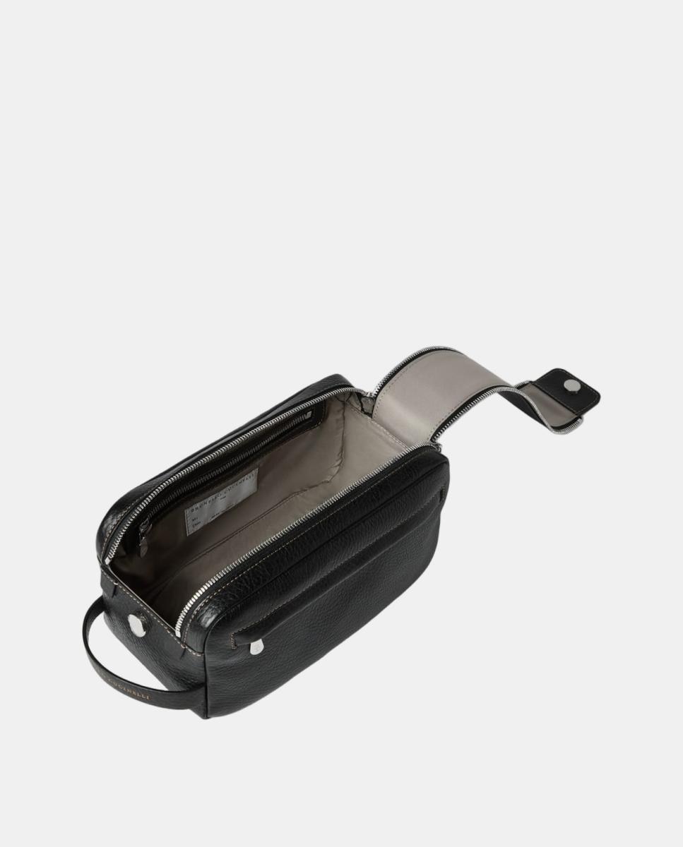 Nécessaire em Pele de Bezerro com Fecho de Correr Duplo Preto-4