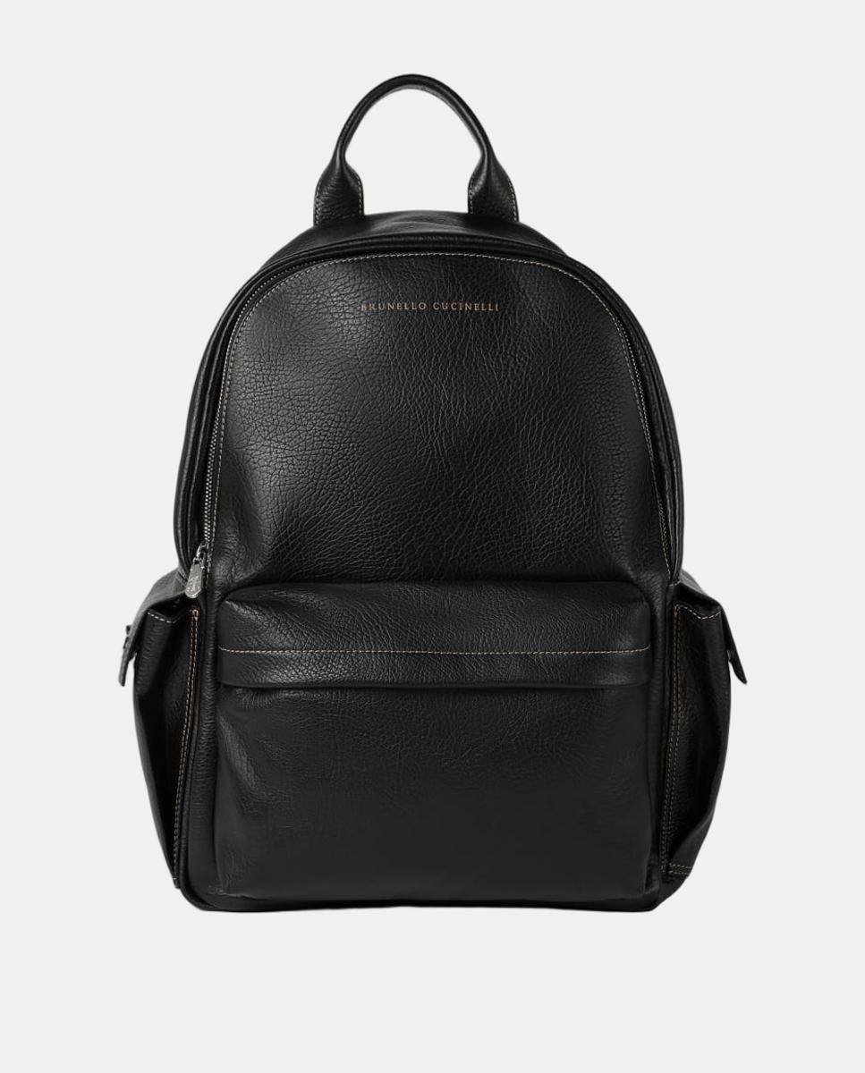 Imagen 0 de Mochila de piel de becerro abatanada Negro