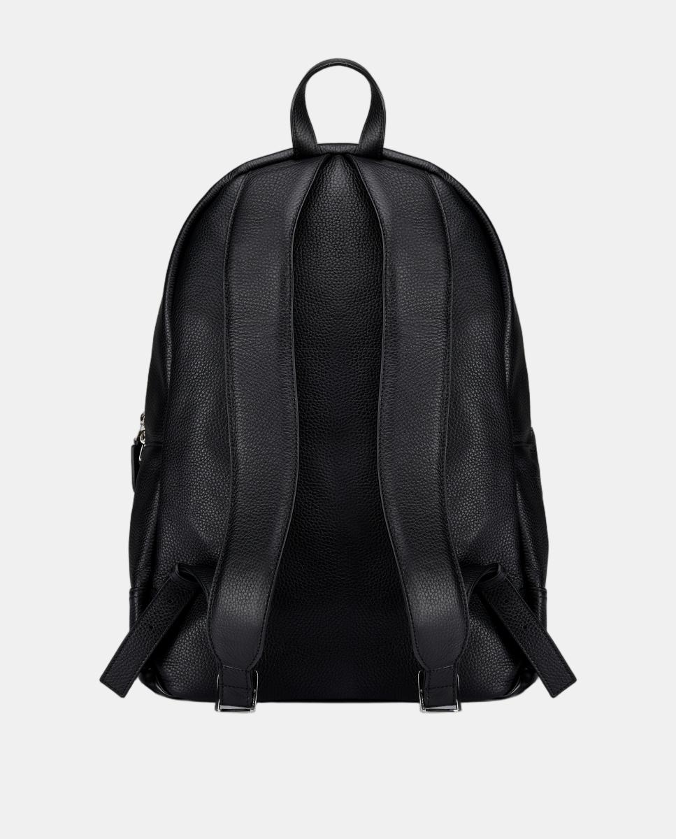 Mochila de piel con bolsillo frontal - Santoni - Negro Negro-2