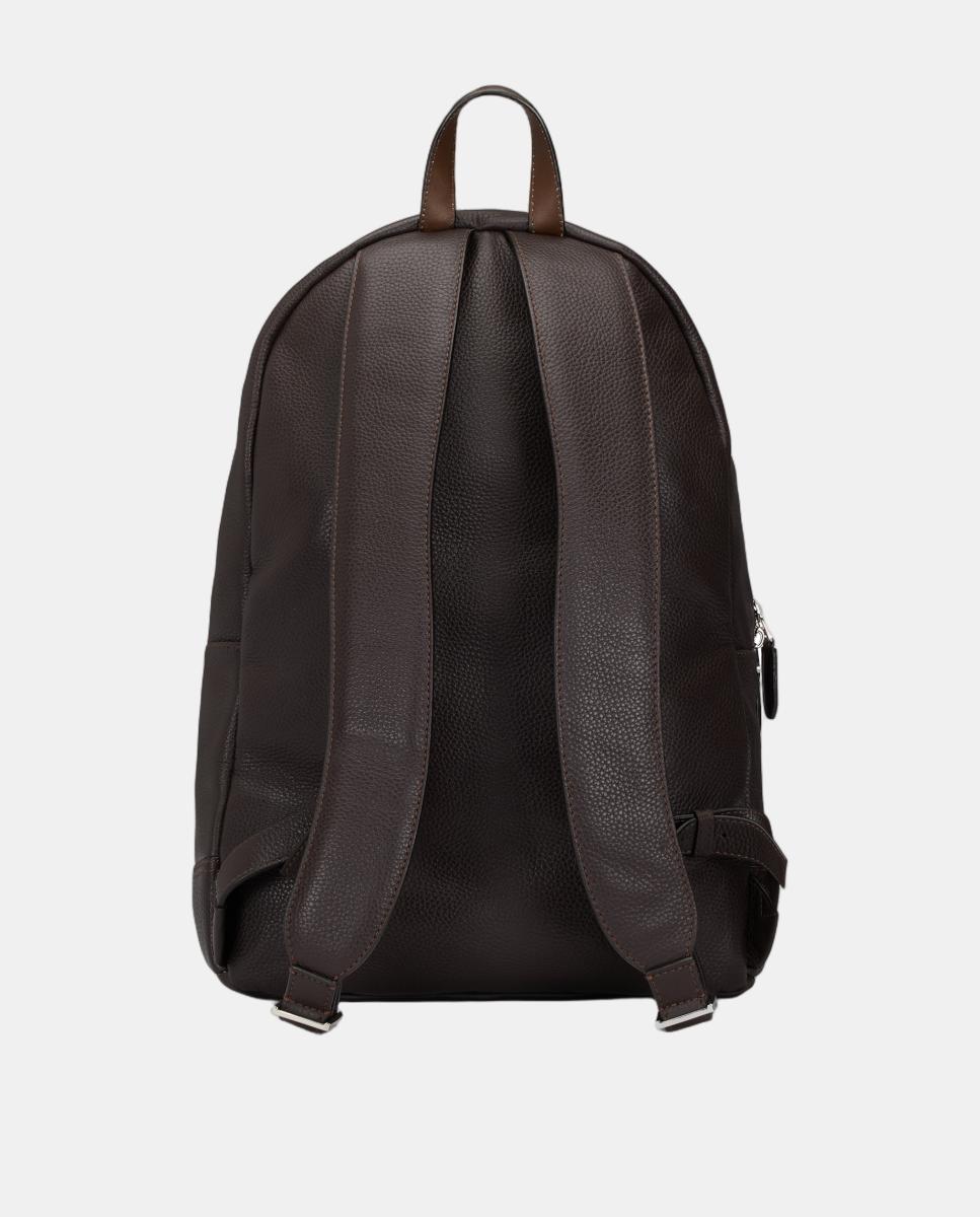 Mochila de piel con bolsillo frontal - Santoni - Marrón oscuro Marrón oscuro-5