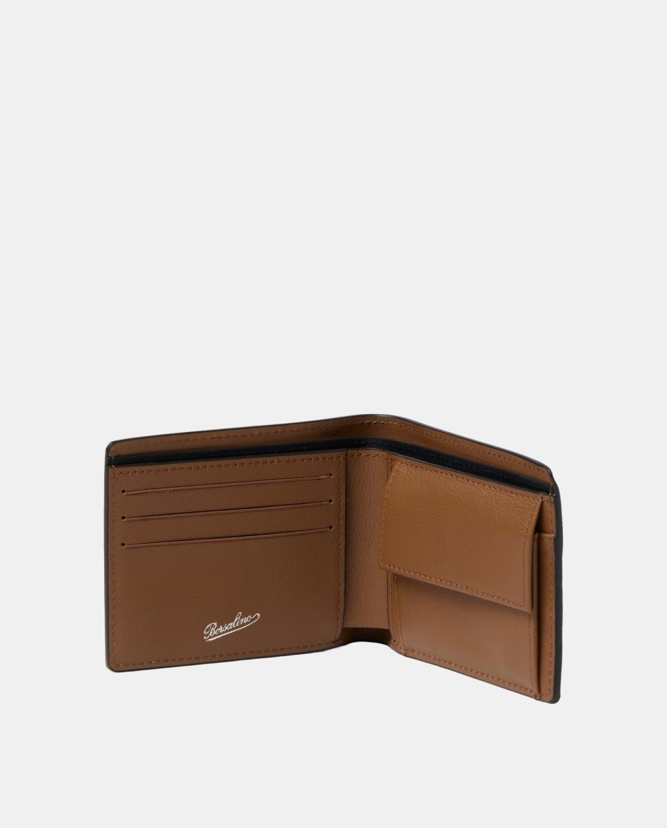 Carteira em pele com porta-moedas Preto-3