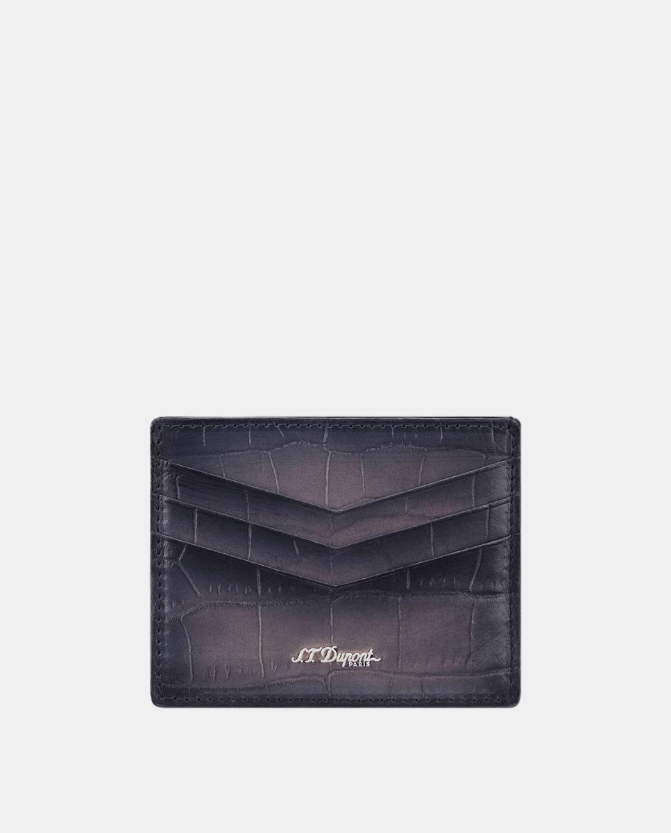 Imagen 0 de Tarjetero de piel grabada con logotipo Negro